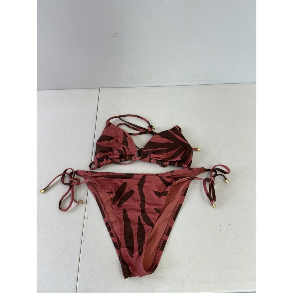 Vitamin A Tie Side Bikini Set Pinkish Botanical Swim Cheeky Beach Resort Sz M